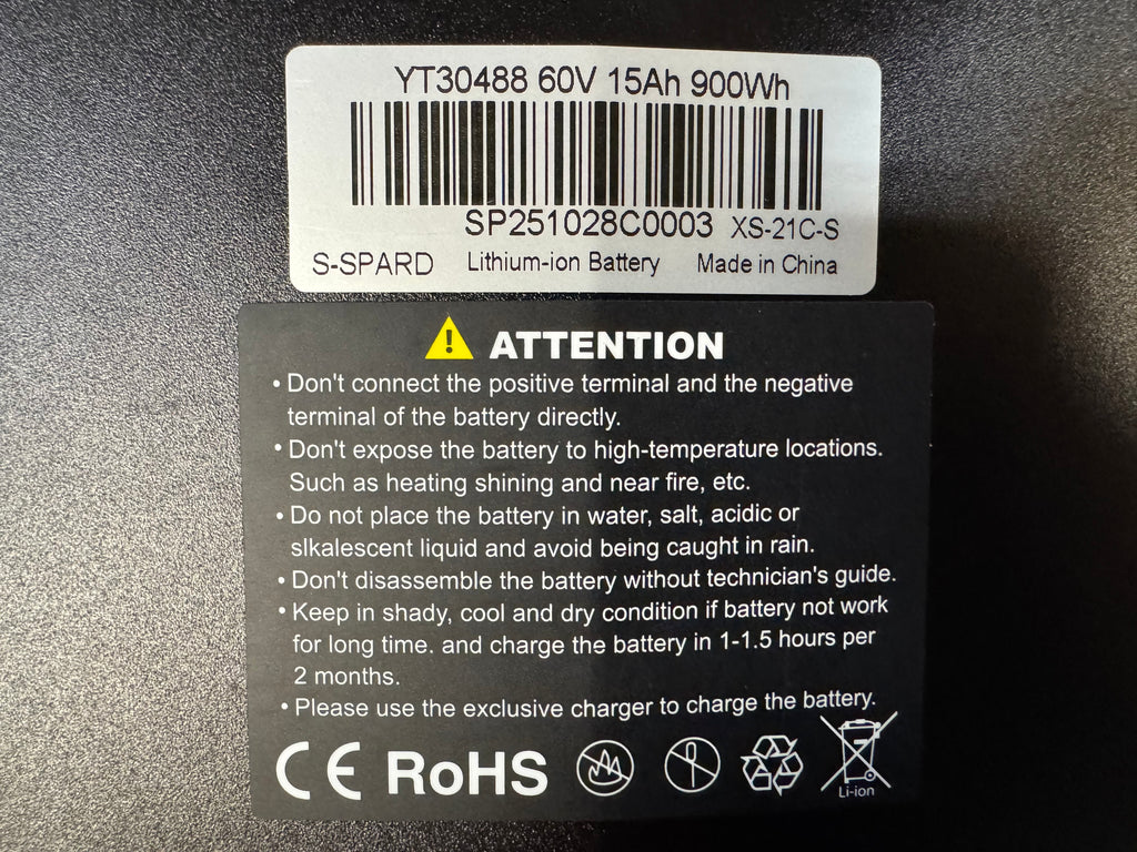 Battery, 60V 15Ah, Samsung 50 S